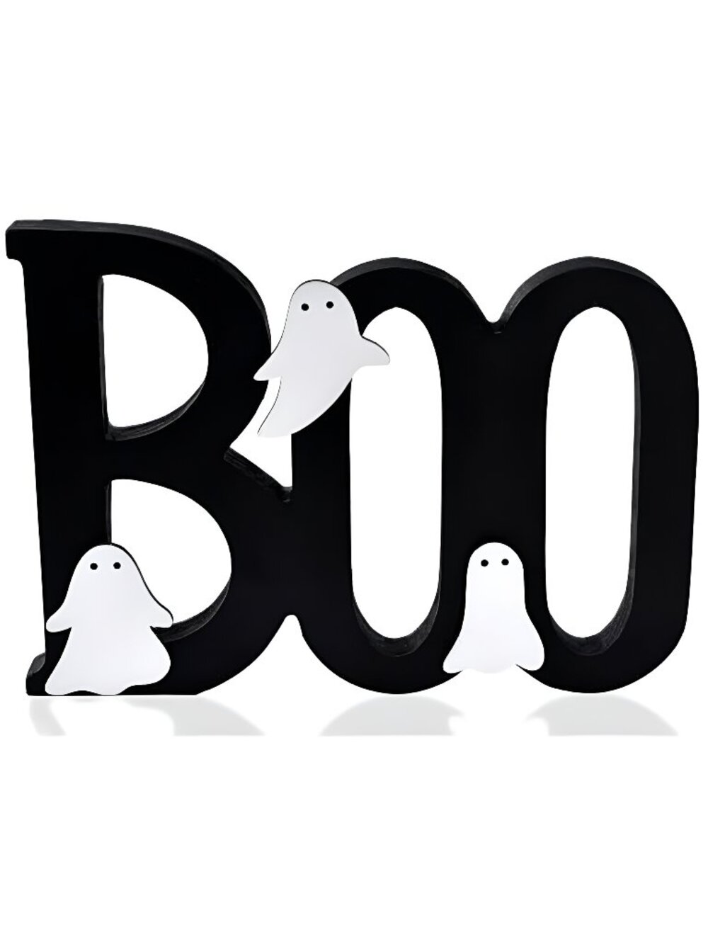 Wooden BOO Sign Halloween Table Decorations Cute Ghost Decor Indoor